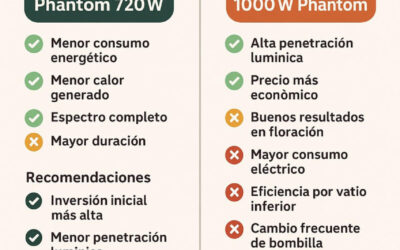 Cultivo: LED Phantom 720W vs Sodio 1000W Phantom